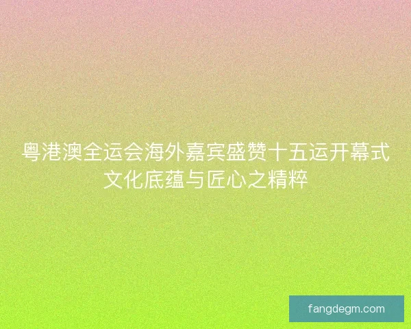 粤港澳全运会海外嘉宾盛赞十五运开幕式文化底蕴与匠心之精粹