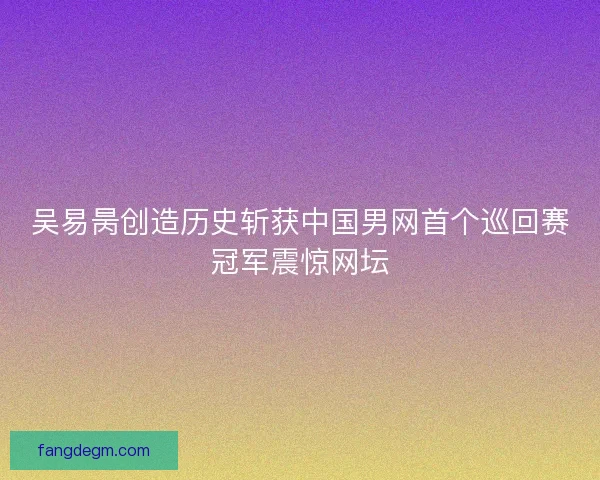 吴易昺创造历史斩获中国男网首个巡回赛冠军震惊网坛 吴易昺创造历史斩获中国男网首个巡回赛冠军震惊网坛